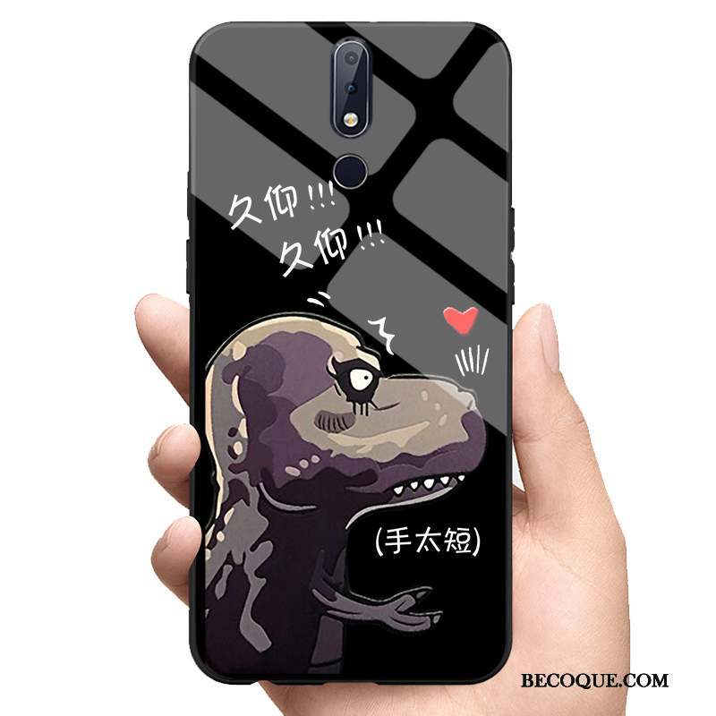 Nokia 7.1 Verre Amoureux Dragon Petit Lumineuses Coque De Téléphone