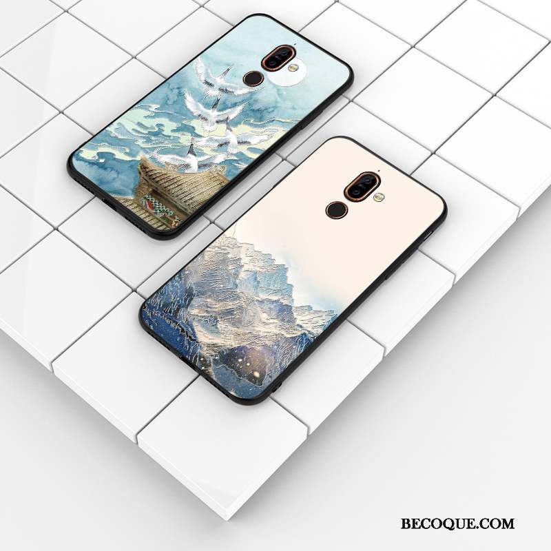 Nokia 7 Plus Personnalité Fluide Doux Bleu Coque De Téléphone Étui Gaufrage