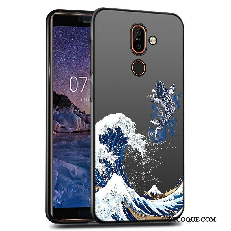 Nokia 7 Plus Étui Coque Noir Difficile Protection Incassable