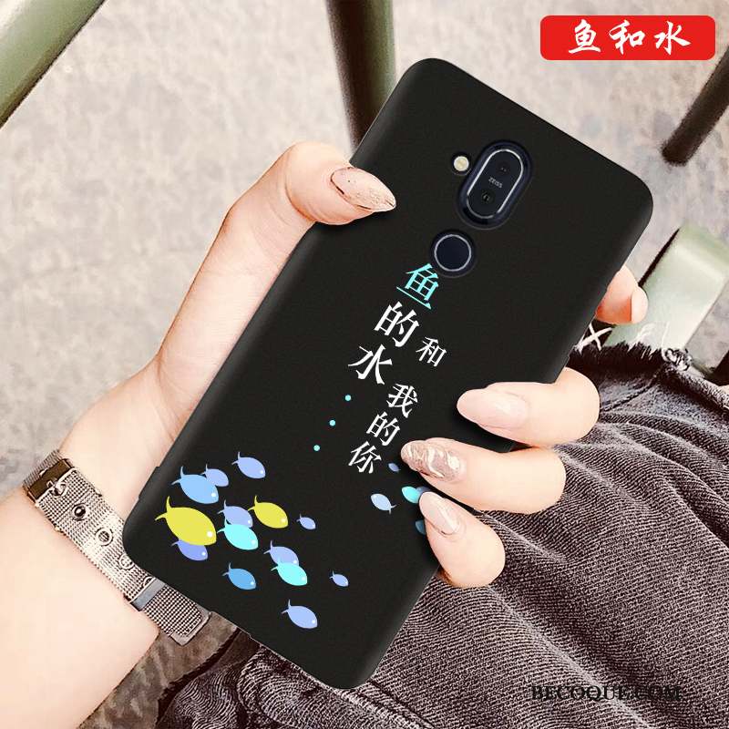 Nokia 8.1 Coque Dessin Animé Silicone Charmant Étui Modèle Fleurie Fluide Doux