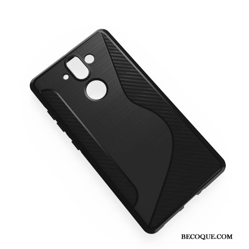 Nokia 8 Coque Délavé En Daim Protection Noir Bordure Transparent Incassable
