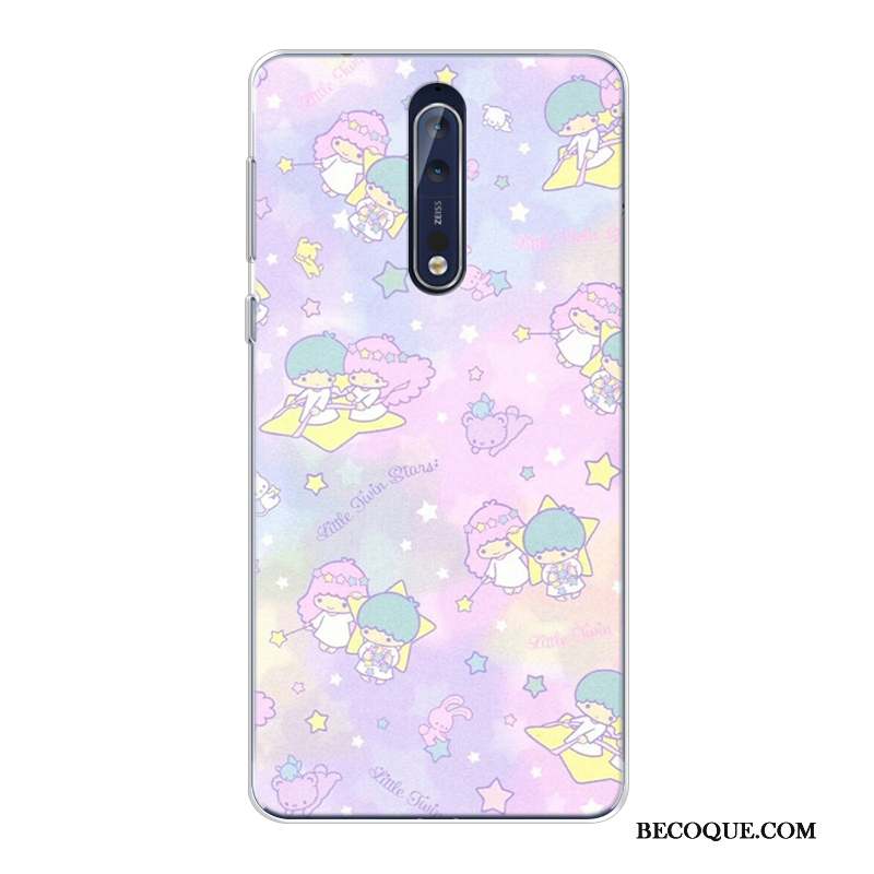 Nokia 8 Coque Incassable Violet Dessin Animé Silicone Fluide Doux Nouveau