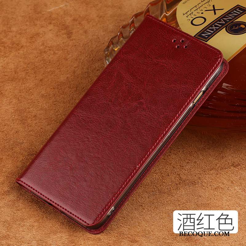 Nokia 8 Coque Marque De Tendance Tout Compris Cuir Véritable Luxe Étui Vin Rouge