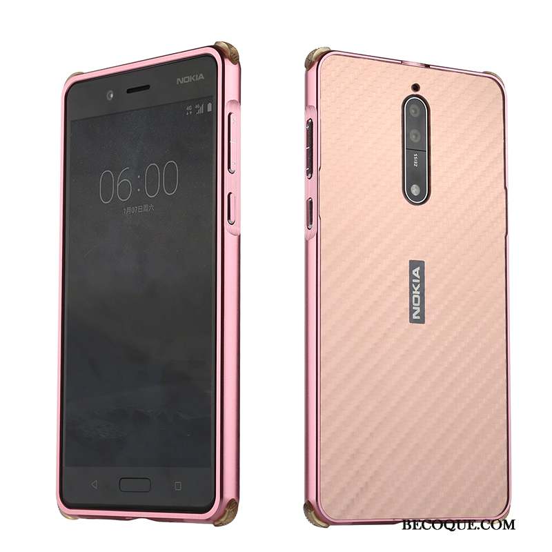Nokia 8 Coque Protection Border Or Rose Créatif Couvercle Arrière Tout Compris