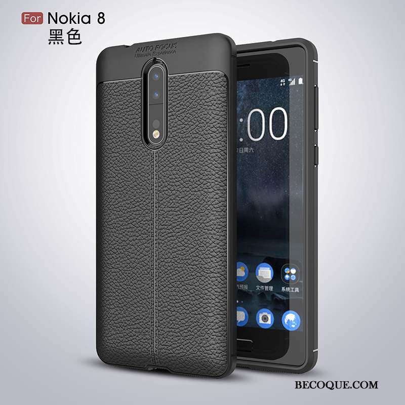 Nokia 8 Fluide Doux Noir Silicone Coque De Téléphone Étui Incassable