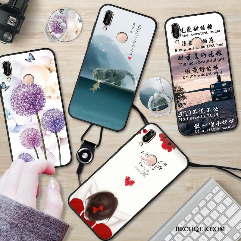 Redmi 7 Coque Fluide Doux Rouge Blanc Dessin Animé Petit Étui