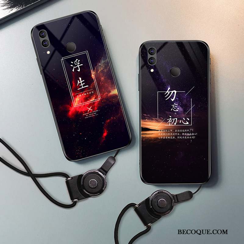 Redmi 7 Petit Verre Coque De Téléphone Cou Suspendu Créatif Noir