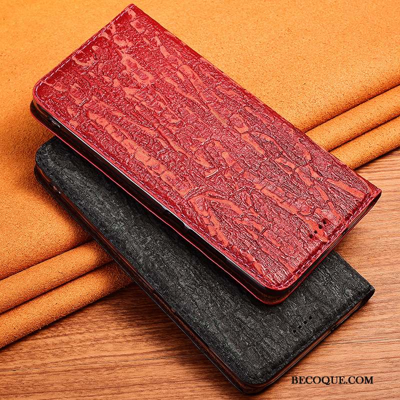 Redmi 7 Étui En Cuir Cuir Véritable Coque Arbres Silicone Clamshell