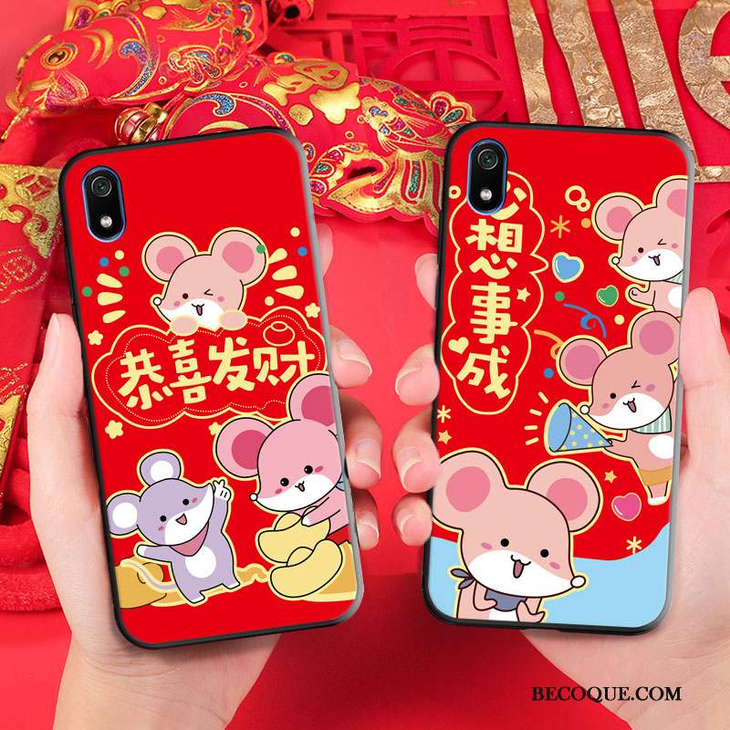 Redmi 7a Rouge Coque De Téléphone Fluide Doux Ornements Suspendus Protection Tout Compris