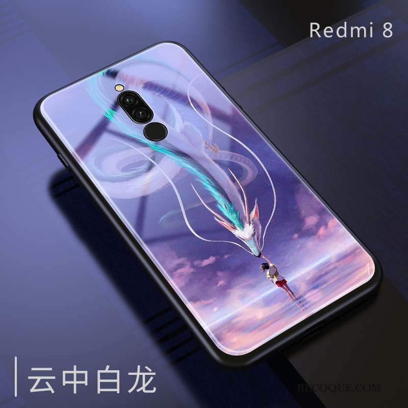 Redmi 8 Coque De Téléphone Blanc Rouge Verre Violet Étui