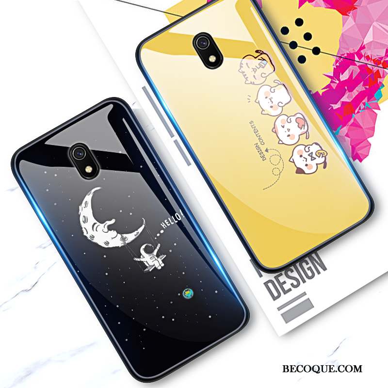 Redmi 8a Coque De Téléphone Dessin Animé Verre Noir Protection Rouge