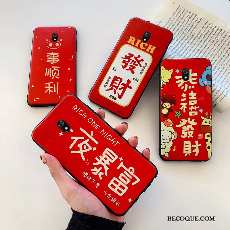 Redmi 8a Coque Fluide Doux Nouveau Dessin Animé Créatif Rouge Très Mince