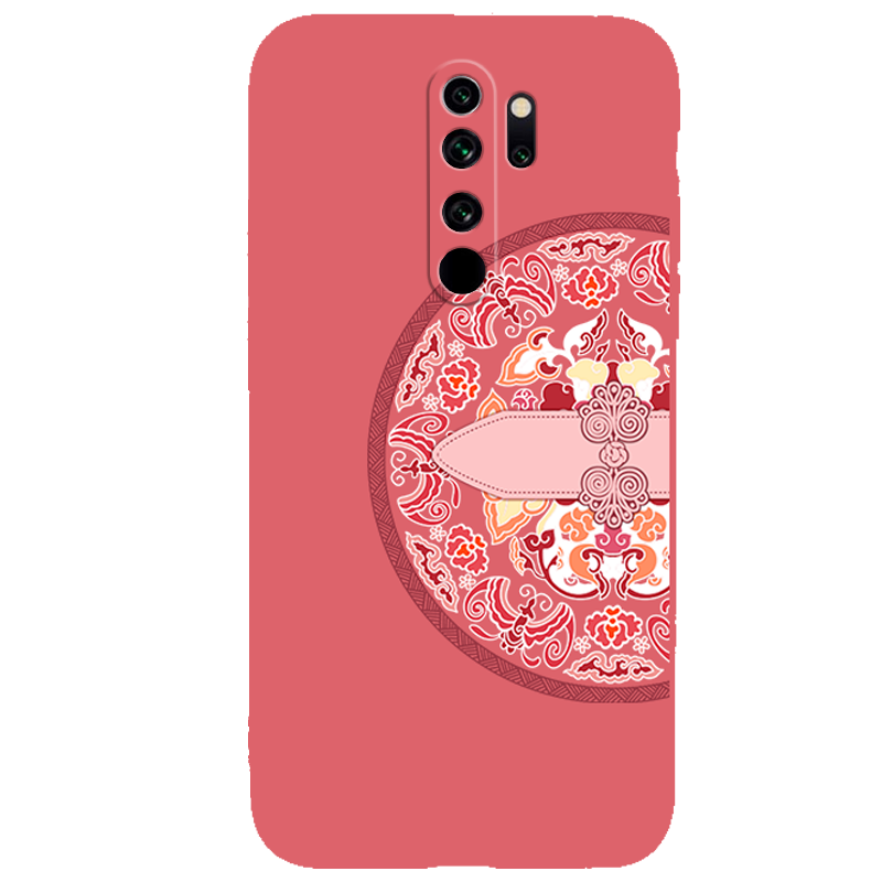 Redmi 9 Coque Fluide Doux Créatif Rouge Style Chinois Protection Gaufrage