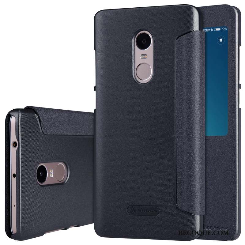 Redmi Note 4x Étui En Cuir Noir Téléphone Portable Coque Rouge