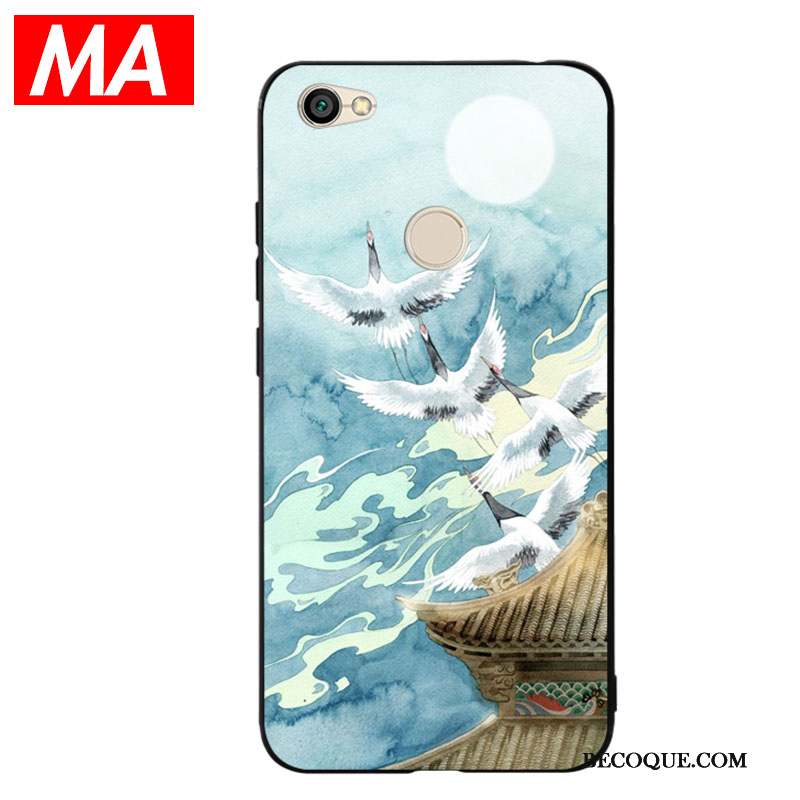 Redmi Note 5a Coque Rouge Protection Art Étui Grue Bleu Clair