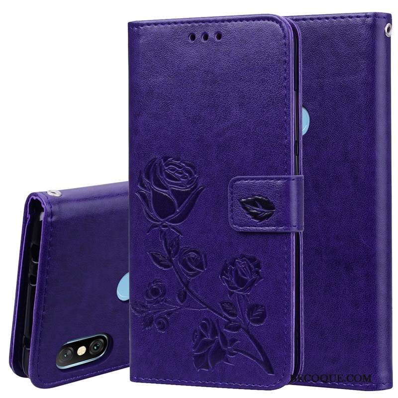 Redmi Note 6 Pro Coque Clamshell Tout Compris Modèle Fleurie Mode Violet Incassable