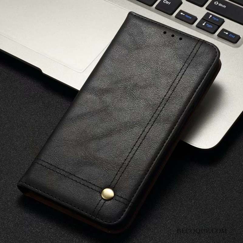 Redmi Note 6 Pro Coque Cuir Véritable Noir Étui En Cuir Petit Tout Compris Rouge