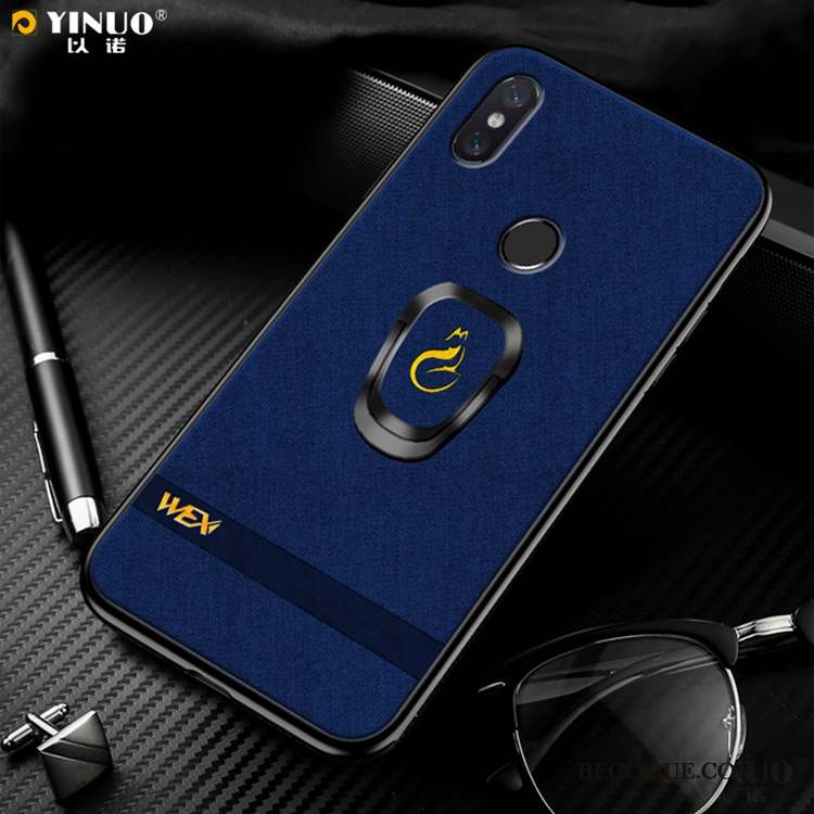 Redmi Note 6 Pro Tissu Coque Support De Téléphone Bleu Marin Incassable