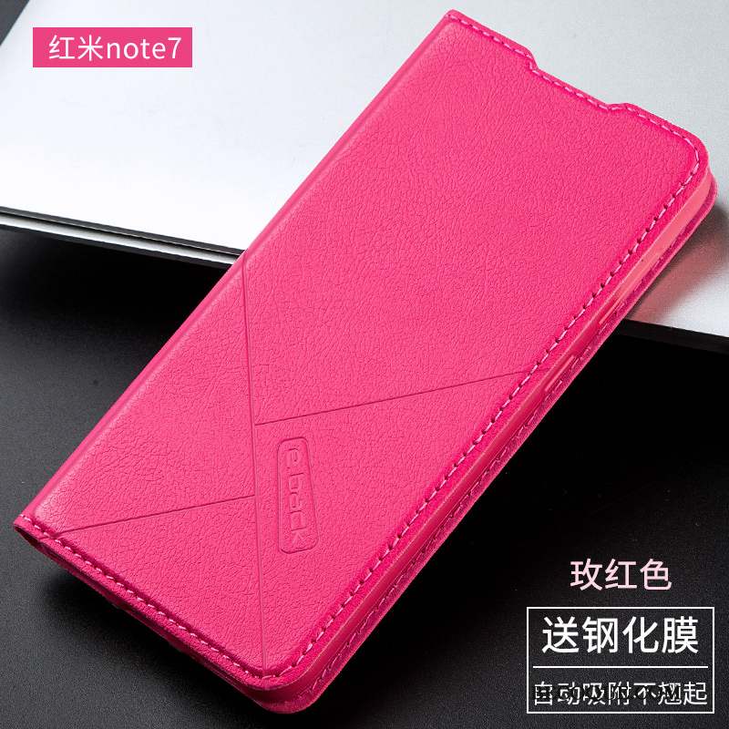 Redmi Note 7 Coque Téléphone Portable Protection Étui En Cuir Incassable Rouge Tout Compris