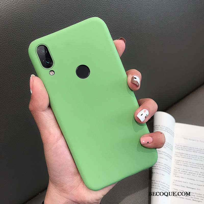 Redmi Note 7 Fluide Doux Protection Délavé En Daim Coque Vert Tout Compris