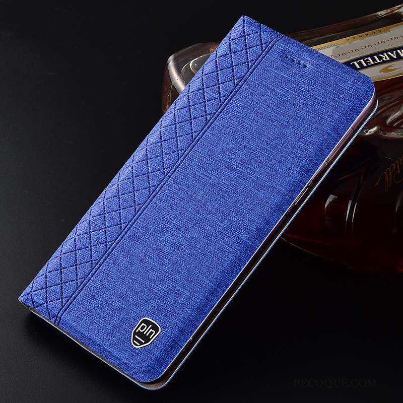 Redmi Note 8 Pro Coque De Téléphone Rouge Protection Lin Étui Bleu