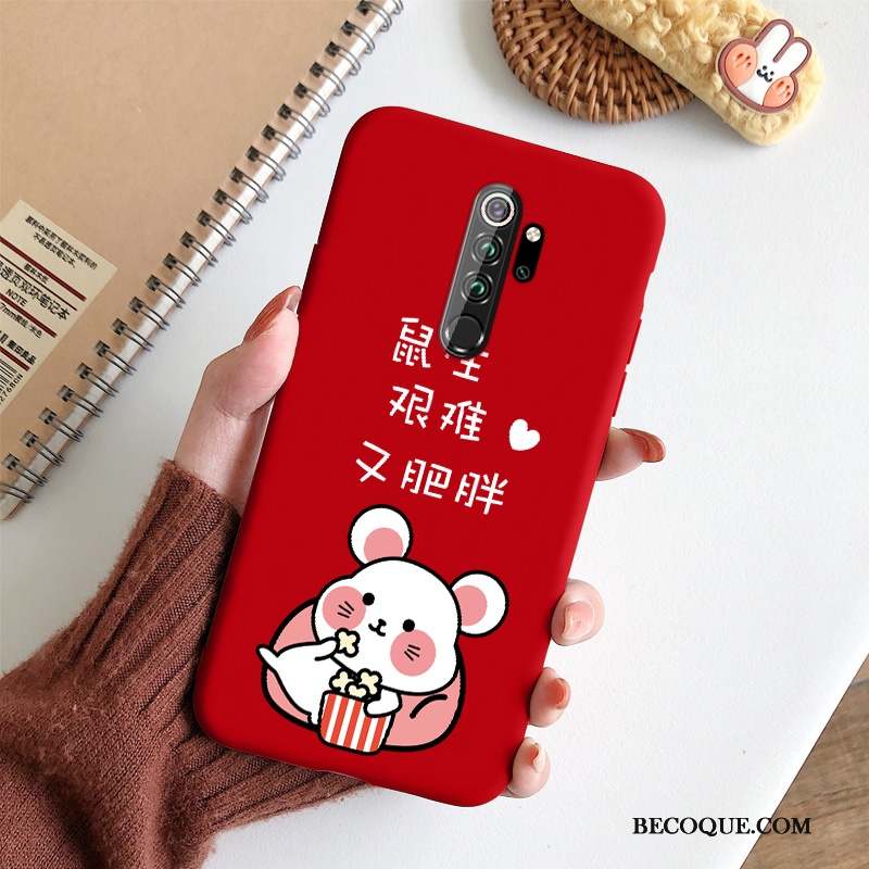 Redmi Note 8 Pro Petit Net Rouge Délavé En Daim Tendance Coque De Téléphone Silicone