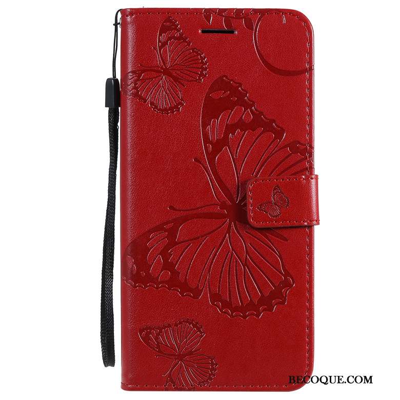 Redmi Note 8t Fluide Doux Fleurs De Papillons Protection Coque De Téléphone Incassable Étui En Cuir