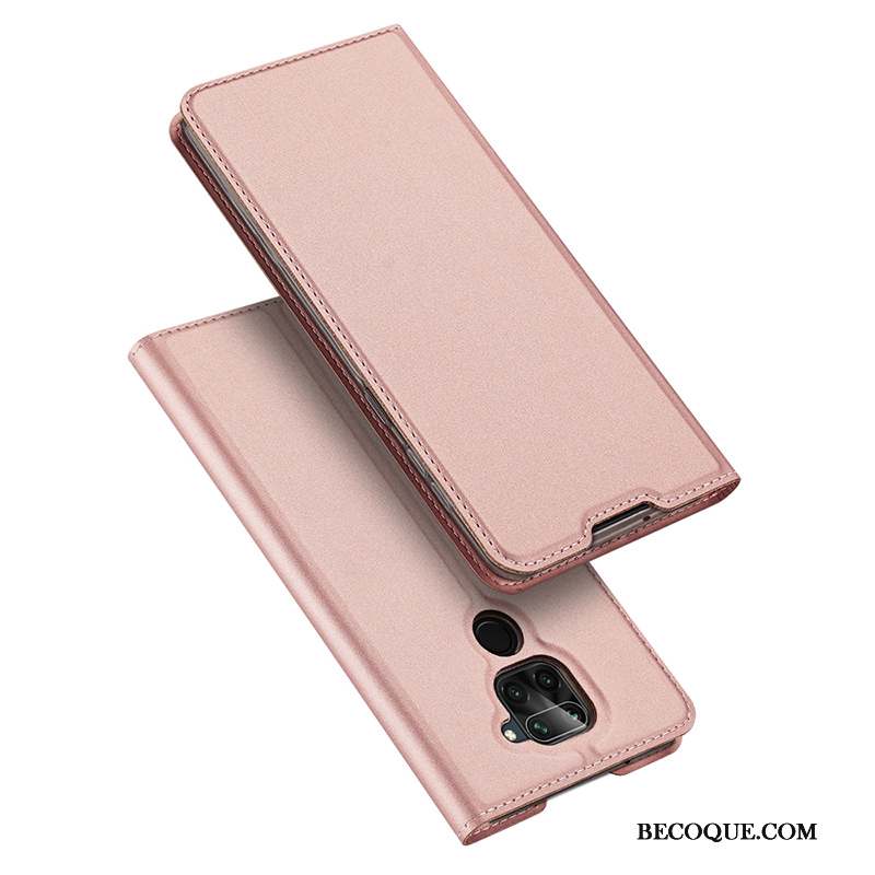Redmi Note 9 Très Mince Clamshell Étui En Cuir Rose Rouge Coque De Téléphone