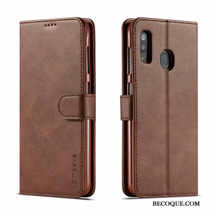 Samsung Galaxy A20e Coque Boucle Magnétique Bovins Petit Portefeuille Protection Étui