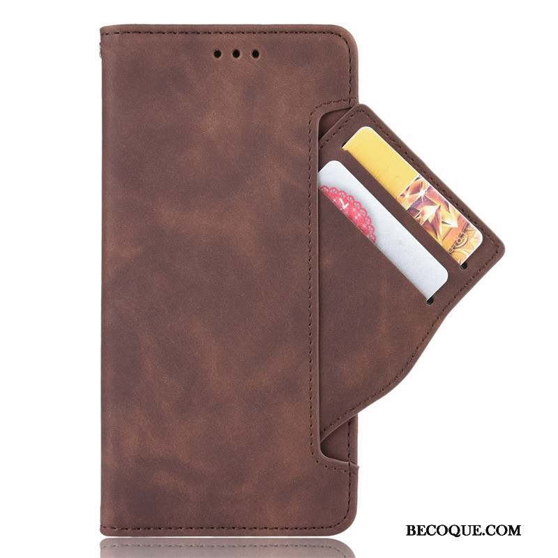 Samsung Galaxy A20s Coque Portefeuille Téléphone Portable Étui Étui En Cuir Housse Marron