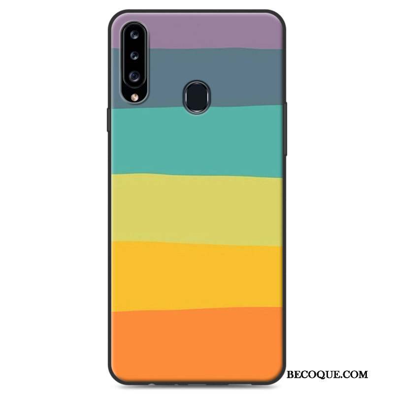 Samsung Galaxy A20s Cœur Délavé En Daim Multicolore Étui Coque Ornements Suspendus