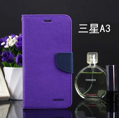 Samsung Galaxy A3 2015 Fluide Doux Protection Étui En Cuir Coque Violet Téléphone Portable
