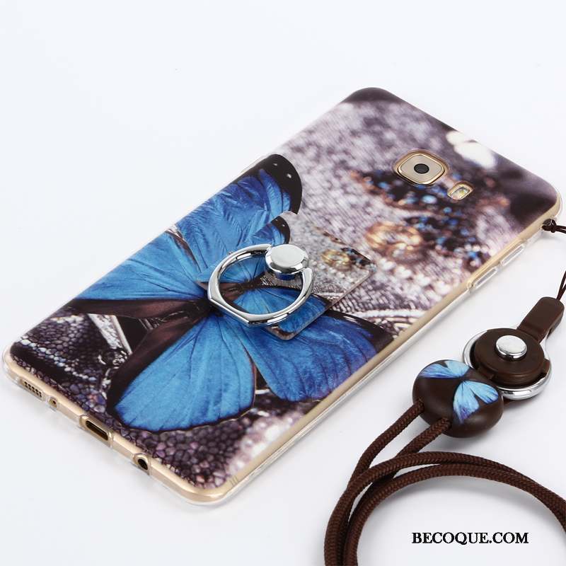 Samsung Galaxy A3 2016 Coque De Téléphone Bleu Fluide Doux Dessin Animé Protection Papillon