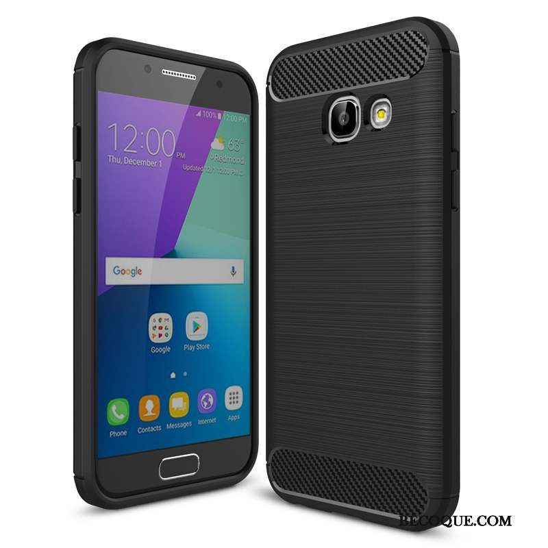 Samsung Galaxy A3 2017 Soie Modèle Fleurie Fibre Étui Coque De Téléphone Noir