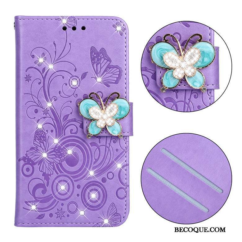 Samsung Galaxy A30s Coque Incassable Silicone Papillon Violet Fluide Doux Étui En Cuir