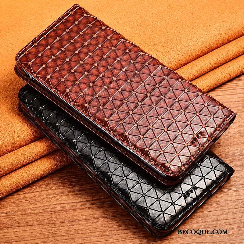 Samsung Galaxy A30s Coque Étui En Cuir Plaid Incassable Téléphone Portable Marque De Tendance Protection