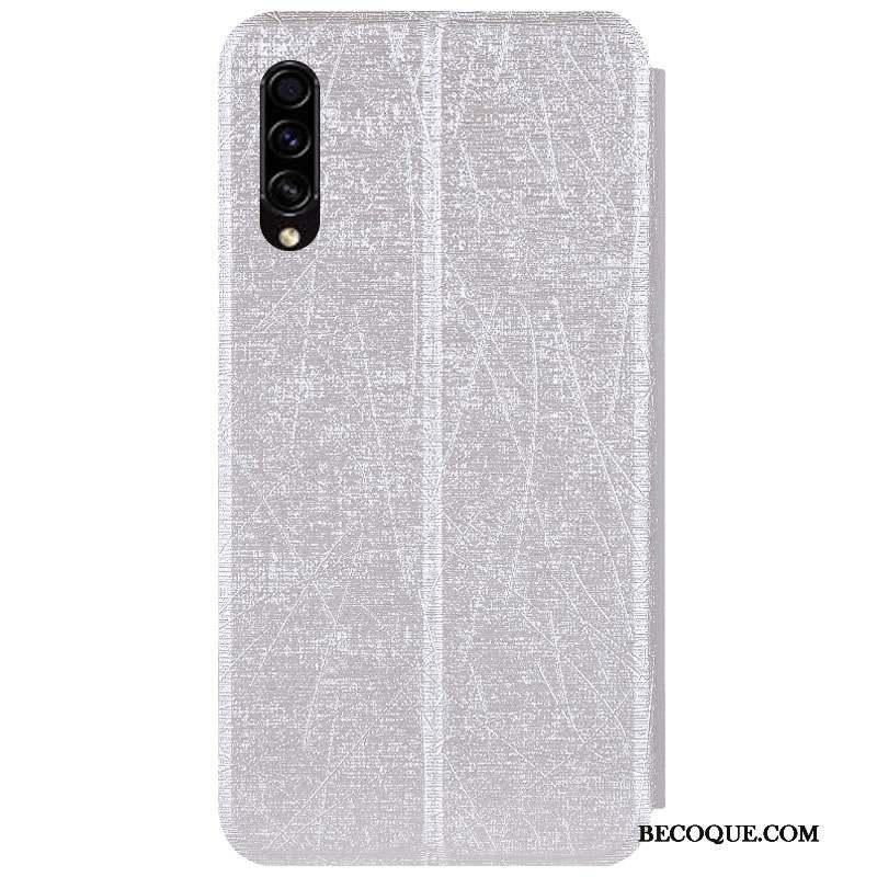 Samsung Galaxy A30s Coque Étui Incassable Étui En Cuir Argent De Téléphone