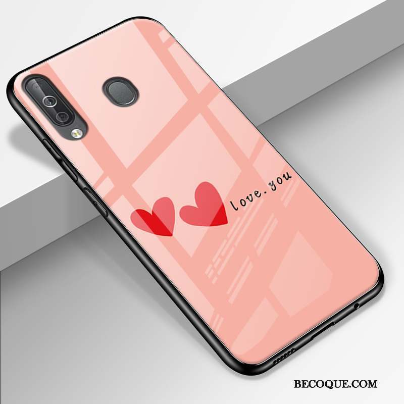 Samsung Galaxy A40s Coque De Téléphone Verre Étui Incassable Fluide Doux Rose