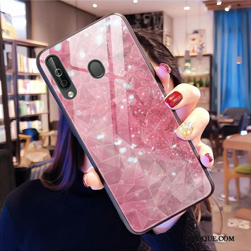 Samsung Galaxy A40s Modèle Fleurie Coque De Téléphone Losange Net Rouge Étui