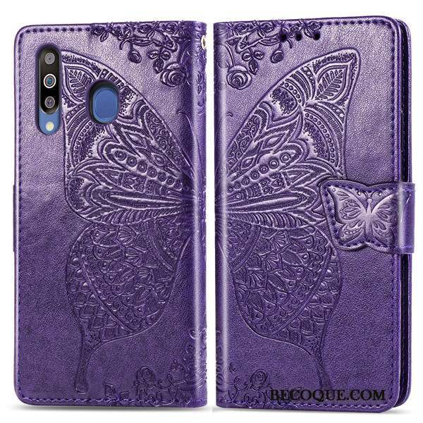 Samsung Galaxy A40s Violet Protection Support Coque De Téléphone Étui En Cuir Carte