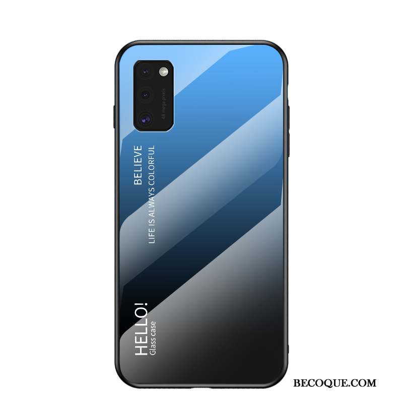 Samsung Galaxy A41 Coque Dégradé Bleu Net Rouge Protection Marque De Tendance Verre