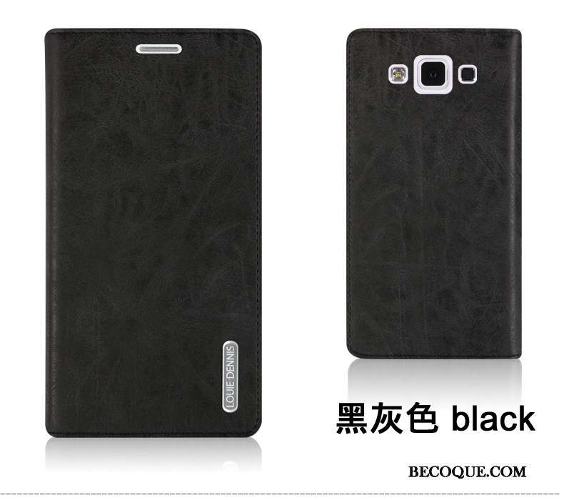 Samsung Galaxy A5 2015 Coque Clamshell Étui En Cuir Protection Téléphone Portable Noir Tendance