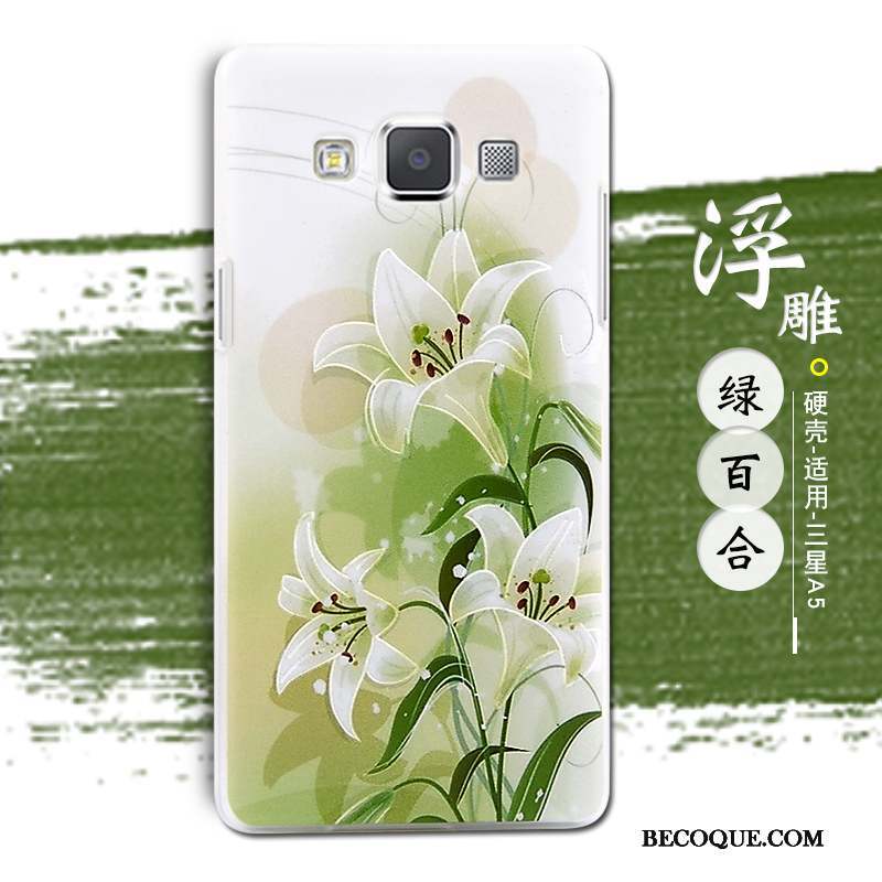 Samsung Galaxy A5 2015 Coque Étui Peinture Téléphone Portable Dessin Animé Vert Protection