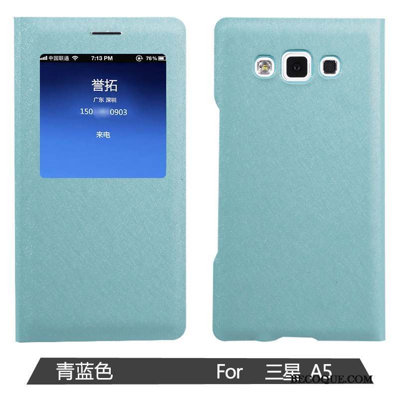 Samsung Galaxy A5 2015 Étui En Cuir Bleu Clair Protection Incassable Clamshell Coque De Téléphone