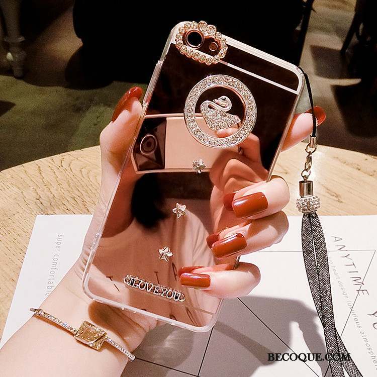 Samsung Galaxy A5 2016 Coque Étui Strass Personnalité Ornements Suspendus Miroir Rose