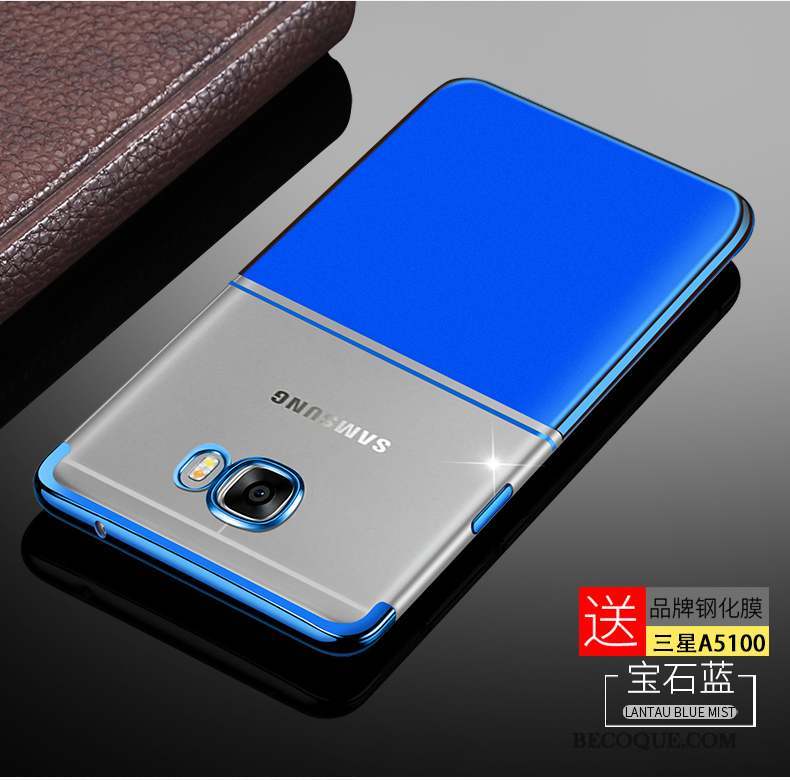 Samsung Galaxy A5 2016 Incassable Coque De Téléphone Mince Bleu Fluide Doux Délavé En Daim