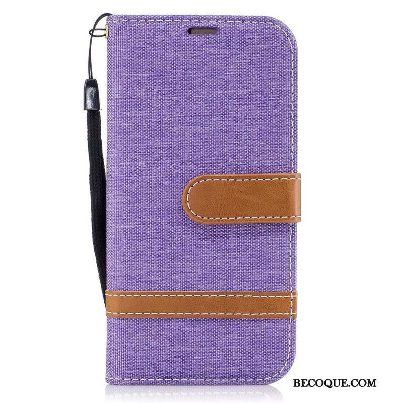 Samsung Galaxy A5 2017 Coque Housse En Denim Portefeuille Violet Étui Protection