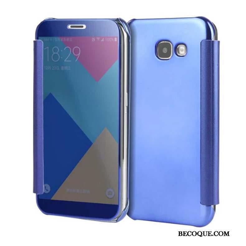 Samsung Galaxy A5 2017 Housse Coque De Téléphone Étui Miroir Bleu Placage