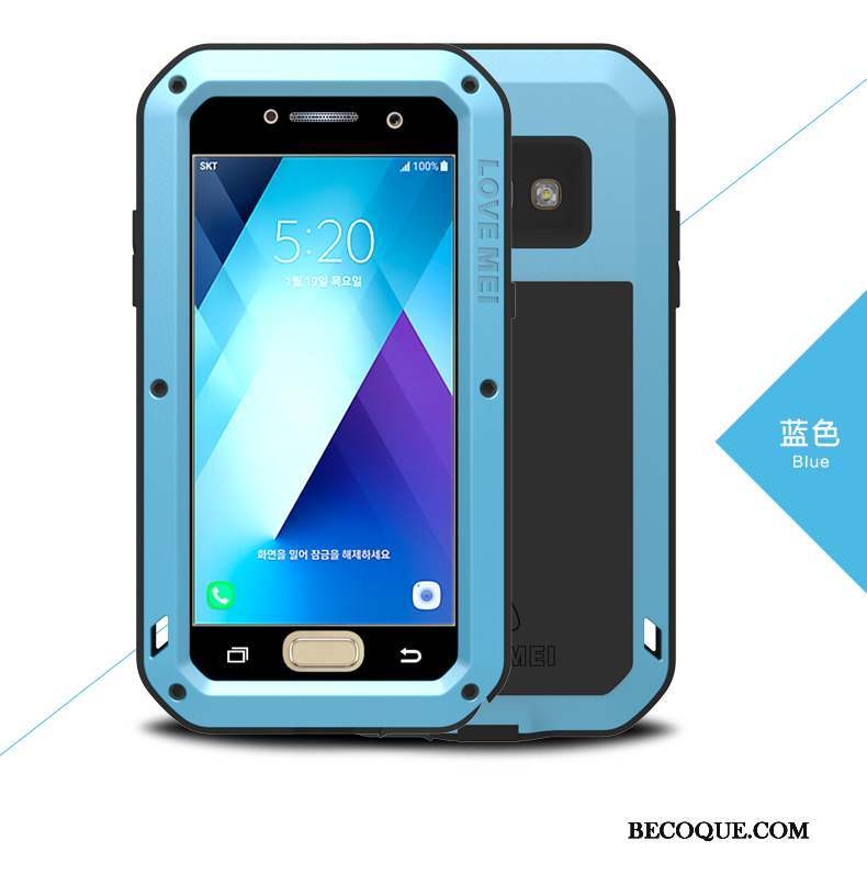 Samsung Galaxy A5 2017 Silicone Trois Défenses Tout Compris Métal Coque De Téléphone Bleu