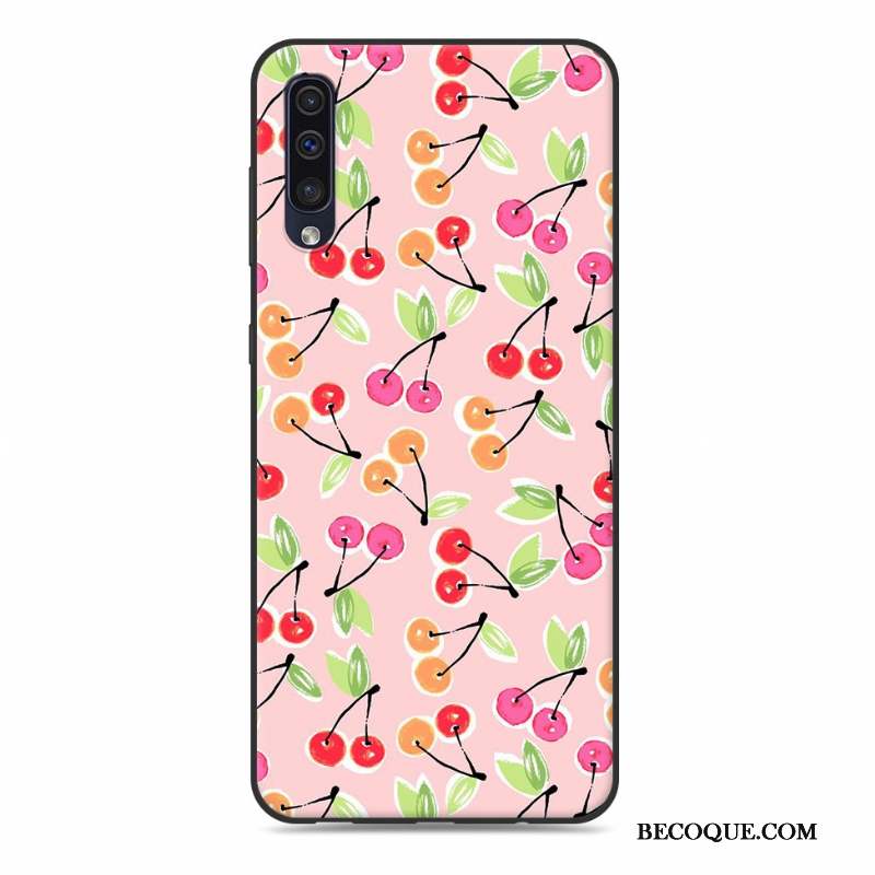 Samsung Galaxy A50 Coque Fluide Doux Rose Ornements Suspendus Tendance Téléphone Portable